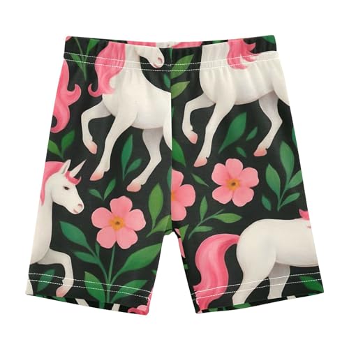 Girls Biker Shorts Toddlers Cotton Shorts for Under Skirts 4t Summer Clothes White Unicorns Pink Flowers
