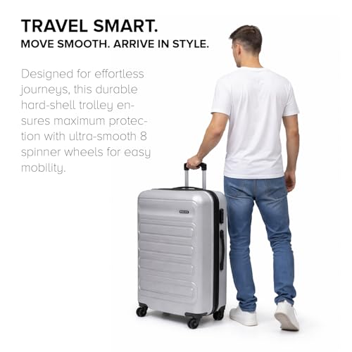 Image of Police Novex Hard PP Check-in Trolley Bag | Lightweight Travel Suitcase with TSA Lock & 8 Smooth Spinner Wheels | Durable Large Luggage for Men & Women | Grey (Large)