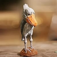 木彫り　置物　ハシビロコウ親子 木彫り 置物 ハシビロコウ親子 置き物 木製 ハシビロコウ 中