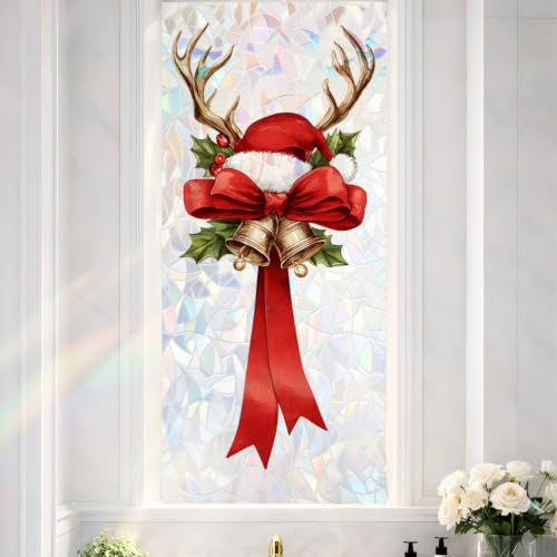 Image of Reindeer Antler Bell Bow Holographic Window Film 17.32x39.37in