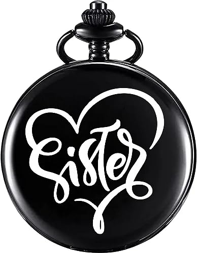 Image of Vintage Gandhi Style Pocket Watch with Engraved Designs & Messages Royal Black Analog for Men Women & Kids Includes Key Ring for car or Bike Keys Ideal Gift