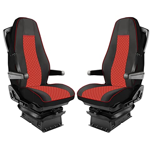 Generisch Satz Sitzbezüge Für LKW Volvo FH4 FH5 Öko-Leder 1+1 LKW Sitzauflagen Schonbezüge (rot)