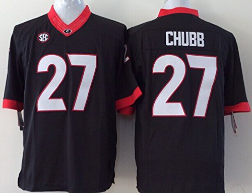Fansfootballshirt Men's Georgia Bulldogs Football Shirt NO.27 Chubb Adult's Jersey NCAA Black Men's Georgia Bulldogs Football Jersey