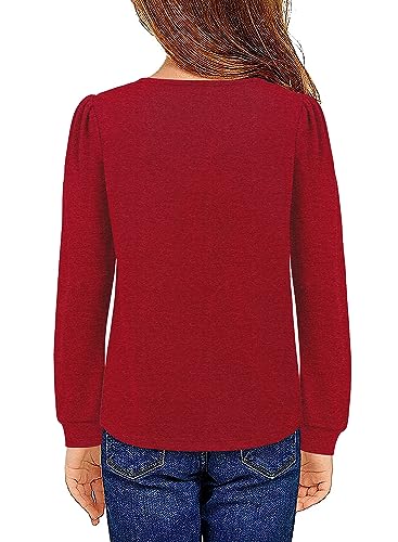 storeofbaby Shirts for Girls Long Sleeve Casual Loose Fit Tunic Tops Solid Blouses2