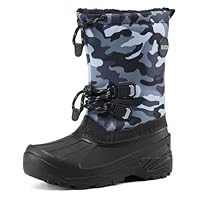 SUEDI Kids Snow Boots, Boys Winter Boots Insulated with Fur Lining, Toddler Duck Boots Slip-Resistant Waterproof for Little Kids Big Kids