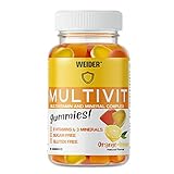 Weider Multivit Gummies, Multivitamin Gummibärchen, leckere Fruchtgummies, Vitamine und Mineralstoffe hochdosiert, zuckerfrei, 40 Portionen, 200 g