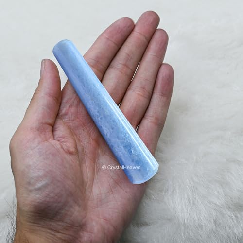 Image of Blue Calcite Crystal Wand - Smooth Crystal Wand for Energy Healing, Chakra Balancing, Meditation and Home Decor - Crystals and Healing Stones for Gift