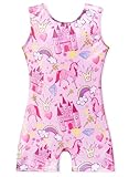 EQSJIU Unicorn Gymnastics Leotards For Girls 4t 5t 4-5t Castle Hot Pink Rainbow Biketard Leotard With Shorts Outfits Apparel