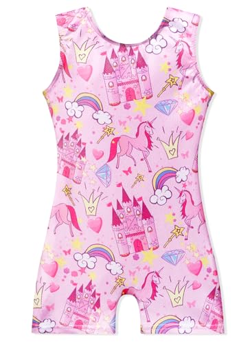 Image of EQSJIU Gymnastics Leotards for Girls Kids Rainbow Mosaic Mermaid Butterfly Stars Leopard Galaxy Tie Dye Cosmos Leopard