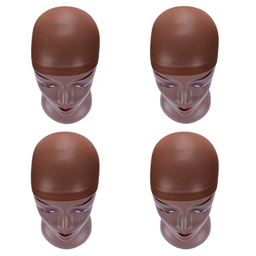 8 pcs Stretchy Nylon Wig Caps Free Size Unisex Breathable Wig Caps (Dark Brown)