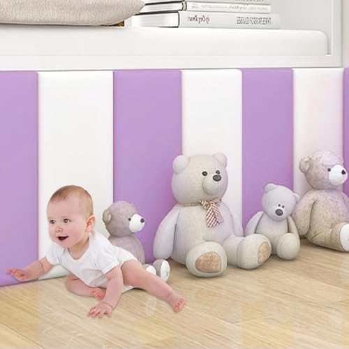 3D-Wandpaneele,Anti-Kollisions-Softpackung, Kindergarten-Softpackung, Wandaufkleber selbstklebend, Tatami-Softpackung, Kinderzimmer-Hintergrundwand-Softpackung (Lila - 4 Stück)