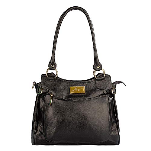 Bolsa grande de couro liso Lúcia - Preto