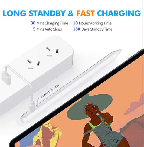 Image of Stylus Pen for Pad & Android Tablets, Fast Charging, High Precision Tip, Magnetic Design, USB-C Cable Included - Smooth Writing & Drawing Pencil (White) (Palm Rejection Not Supported)