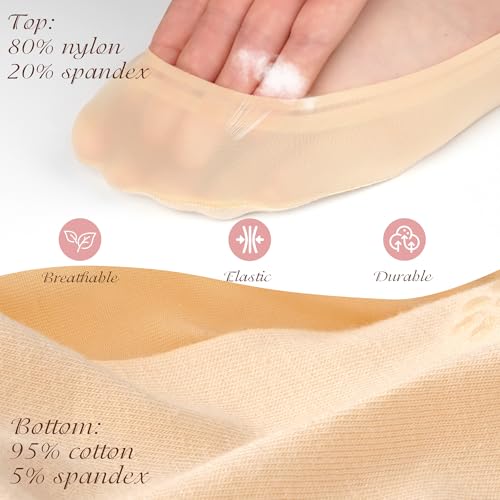 No Show Socks Womens Ultra Low Cut Invisible Non Slip Footies Nylon Socks for Flats Loafers Heels4