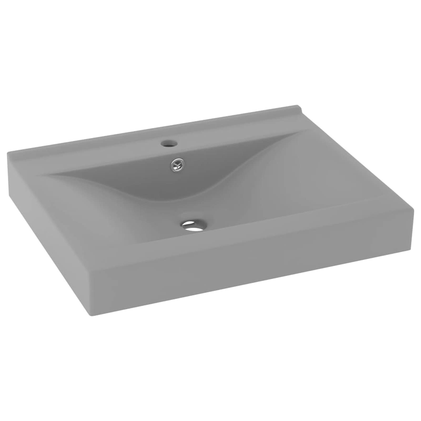 ShGaxin Lavabo de Lujo con Grifo cerámica 60x46 cm Gris Claro, Fregadero, Lavabo Baño, Lavamanos Baño, Lavatorio Casa De Banho, Mueble Lavabo sobre Encimera
