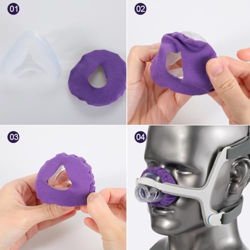 CPAP Mask Liners 4 Pack Nasenschutz-Maskeneinlage Waschbarer Maskenabdeckung CPAP-Zubehör für Nasenmasken