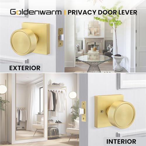 Image of Goldenwarm Brushed Gold Door Knobs Passage, Closet Door Knob Zinc Alloy, Contemporary Gold Interior Door Knobs for Hallway, 8 Pack