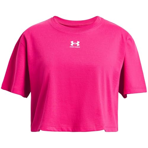 Under Armour Mädchen UA Rival Kurzarm-Tops, Shaded Fuchsia/White, M