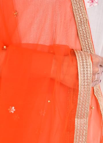 Image of YOUTHQUAKE Women's Embroidered Net Dupatta