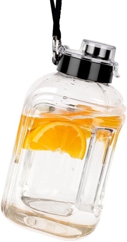 Square large capacity plastic water cup Outdoor sports fitness camping 2000ML big water bottles(Color:Transparent,Size:3.78L)