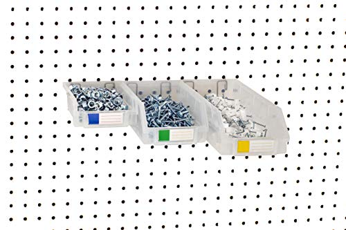 Right Arrange Pegboard Bins - Set of 12, Clear - Hooks to Any Peg Board - Organize Hardware, Accessories, Attachments, Workbench, Garage Storage, Craft Room, Tool Shed, Hobby Supplies, Small Parts… - Thumbnail 3