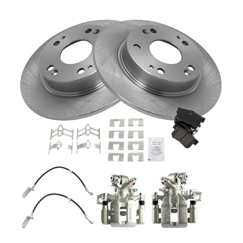 Image of TRQ Rear Brake Pad and Rotor Set Ceramic Calipers Compatible with 2006-2011 Honda Civic