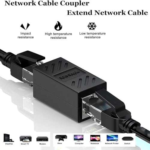 Image of PremiumAV RJ45 Coupler, Router, Modem, Gaming, PC and Office Setup (Black)
