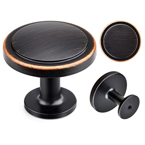 Weaverbird 2 Pack Oil Rubbed Bronze Kitchen Cabinet Knobs, Zinc Alloy Kitchen Drawer Hardware Knobs, 1-1/4" Diameter Round Drawer Handles Pulls, Modern Solid Cabinet Hardware #TOP13