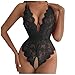 Women Sexy Lingerie Deep V Lace Floral Harness Lingerie Bodysuit One Piece Teddy Babydoll Nightgown Oversize Black