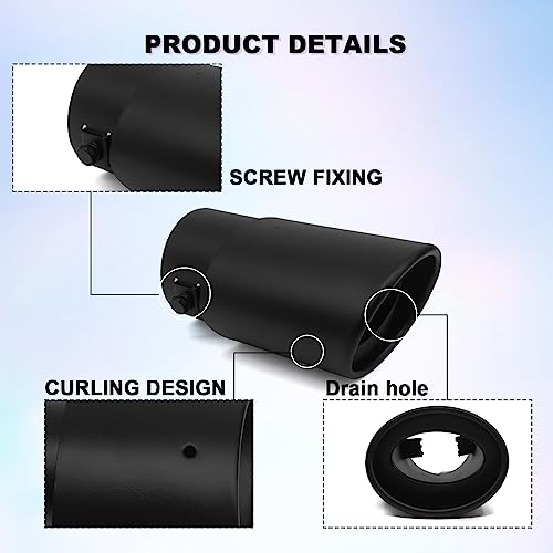 Stainless Steel Car Exhaust Tip, 2.5\" to 3.3\" Adjustable Car Decoration Chrome-Plated Finish Exhaust Tailpipe, Universal Car Exhaust Pipe Modification Tail Throat Tail Pipe (Black #Straight)