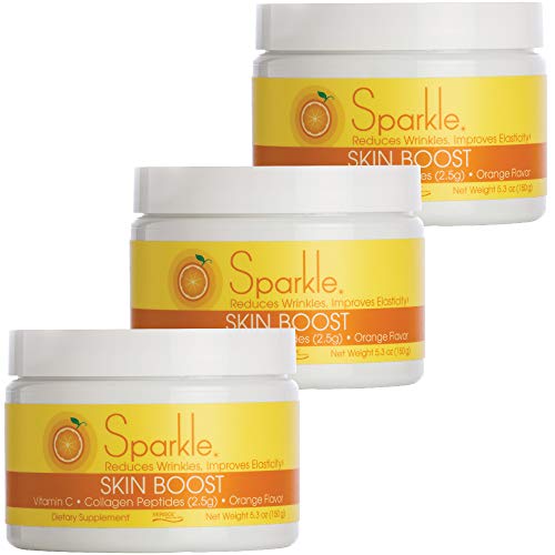 Sparkle Skin Boost Orange (3-Pack) Verisol Collagen Peptides Protein Powder Vitamin C Supplement