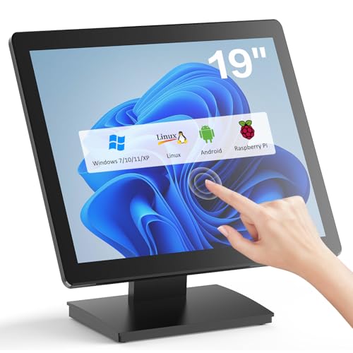 Image of 19 inch POS Touch Screen Monitor, Full HD 1280 x 1024 Capacitive Touchscreen with HDMI /VGA Input, Heavy-Duty Metal Stand, for Retail, Restaurant, Bar, Gym, Warehouse and POS System