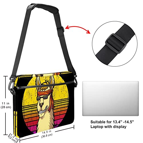 Funda de portátil de 13 a 14.5 pulgadas impermeable con correa bandolera antichoque de llama 5