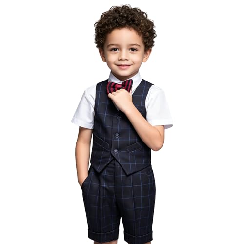 Image of Boy Suits Slim Fit Tuxedo for Boys Suit Set for Kids Formal Wedding Ring Bearer Outfit