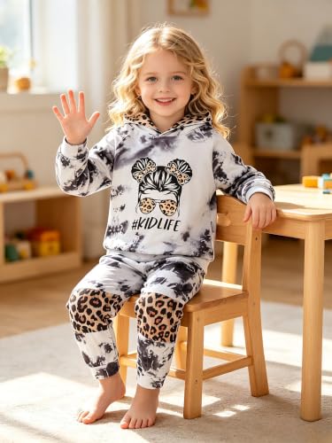 Image of Kid Toddler Girl Clothes - Tie Dye Hoodie Sweatshirt Girl Outfits Pullover Jogger Hooded Sweatpant Set