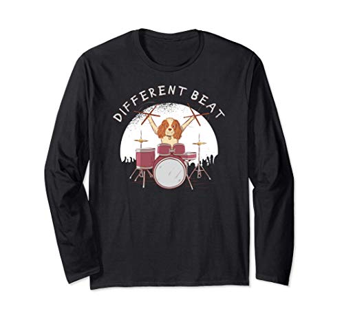Drum Kit Rebel Dog Music Player Design Gift Manga Larga