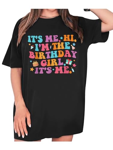 Image of Birthday Shirts for Women Oversized It's My Birthday Girl Graphic Shirt | Funny Birthday Party, Short Sleeve Outfits