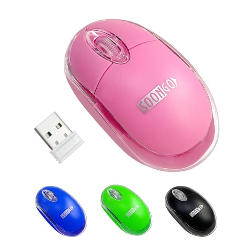 SOON GO Pink Wireless Mouse,mini Portable Mobile Optical Cordless Mouse fit for Mac,Chromebook Laptop, Desktop Kids and Teen Girl Birthday