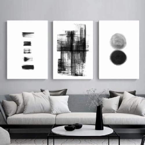 Décoration d'intérieur moderne sans cadre : lot de 3 toiles abstraites pour murs de salon