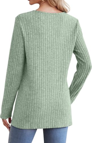 Image of Jescakoo Long Sleeve Shirts for Women Crew Neck Fall Tops Side Split Lightweight Tunic Sweaters Fashion Clothes 2026 S-4XL
