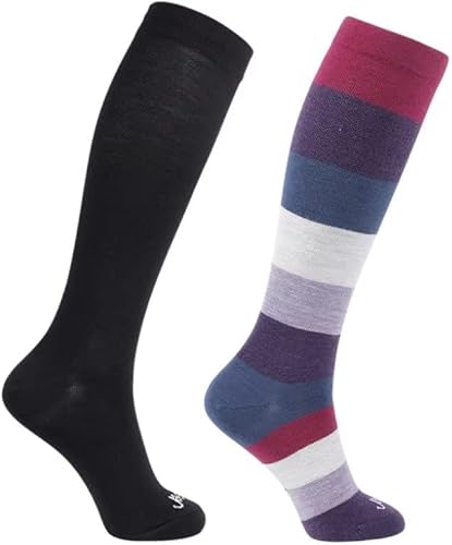 JAVIE - Calcetines de compresión graduados de lana merina 75% ultra cómodos para mujeres y hombres (15-20 mmHg)
