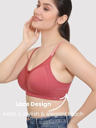 Image of GLAMORAS Women Cotton Spandex Non Padded & Non Wired Minimizer Everyday Bra| Structured for Bounce Control with Full Coverage & Broad Side Wings Prevents Side Spillage