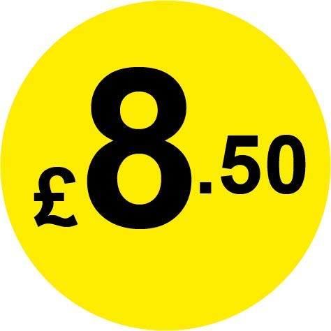Permanent Adhesive - Black & Yellow 30mm Price Stickers/Labels from £5.45 to £17, 1000, £8.50 — image 1