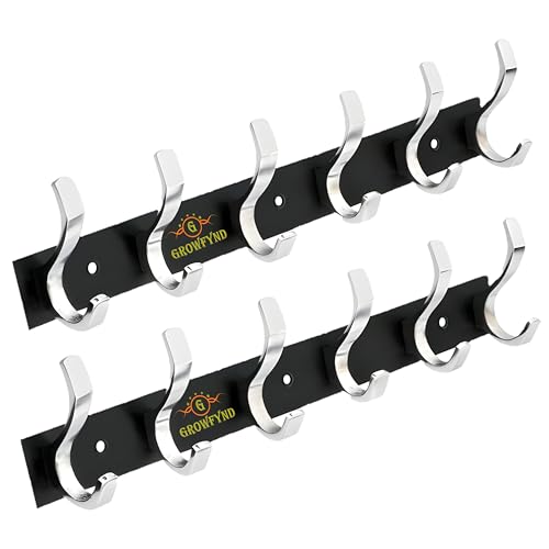 Image of Heavy Duty S Type Stainless Steel Cloth Hanger Suitable for Bathroom Bedroom Kitchen Wall Hook Rail Hanging Scarf Coat Keys Tie Towel Door Robe (Pack of 2, 6 Pin Multi)