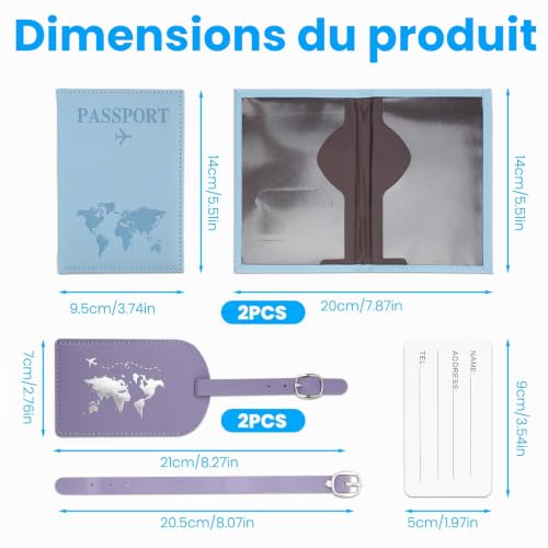 YiYiLiang Lot de 2 étuis pour passeport en cuir synthétique avec étiquettes – vue 2