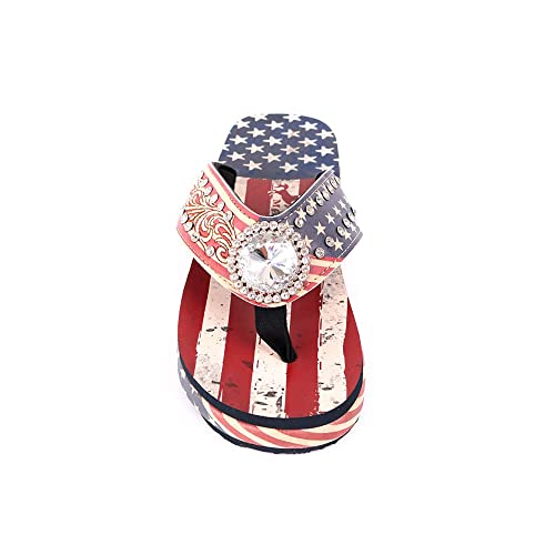 Montana West Women's Hand Beaded Flip Flop Sandals Embroidered Studded Comfortable Wedge Sandals Flip Flop Red Cw-Us06-S037Rd-7 #TOP3