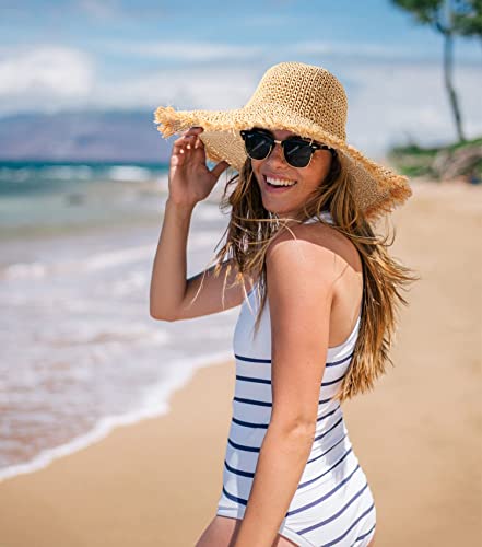 Sombrero de playa para mujer de paja y ala ancha miniatura 4