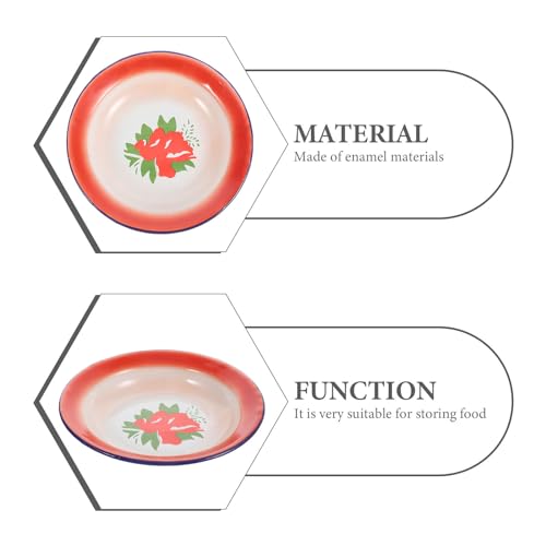 Plateaux de service en émail vintage Hemoton | Service de table rétro robuste anti-chocs - 4