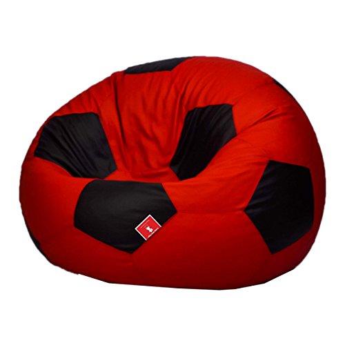 Image of Comfy Bean Bags Football XXXL Bean Bag Filled with Beans Filler (Red and Black)