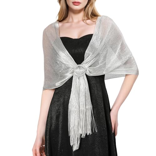MUQU Shawls and Wraps for Evening Dresses - Women Sparkling Wedding Formal Elegant Pashmina Shawl for Women